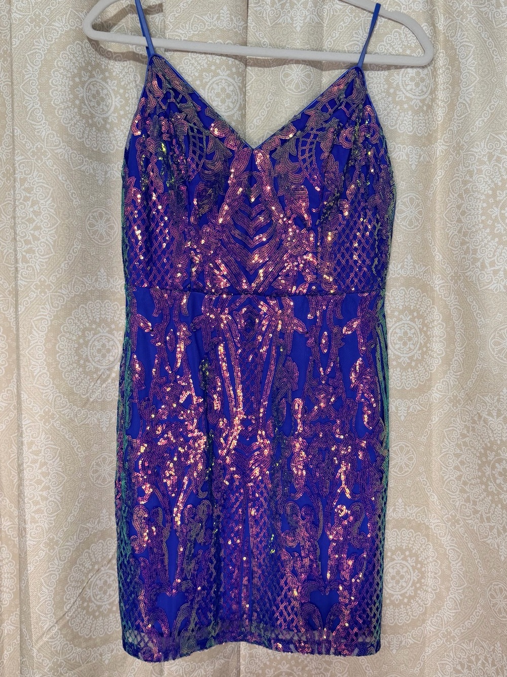 City Vibe Sequin Mini Homecoming Dress Blue Purple Iridescent Size 11